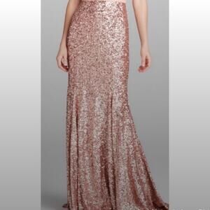 Belle Badgley Mischka NWTs Rose Gold Sequin Maxi Skirt Tulip size 4